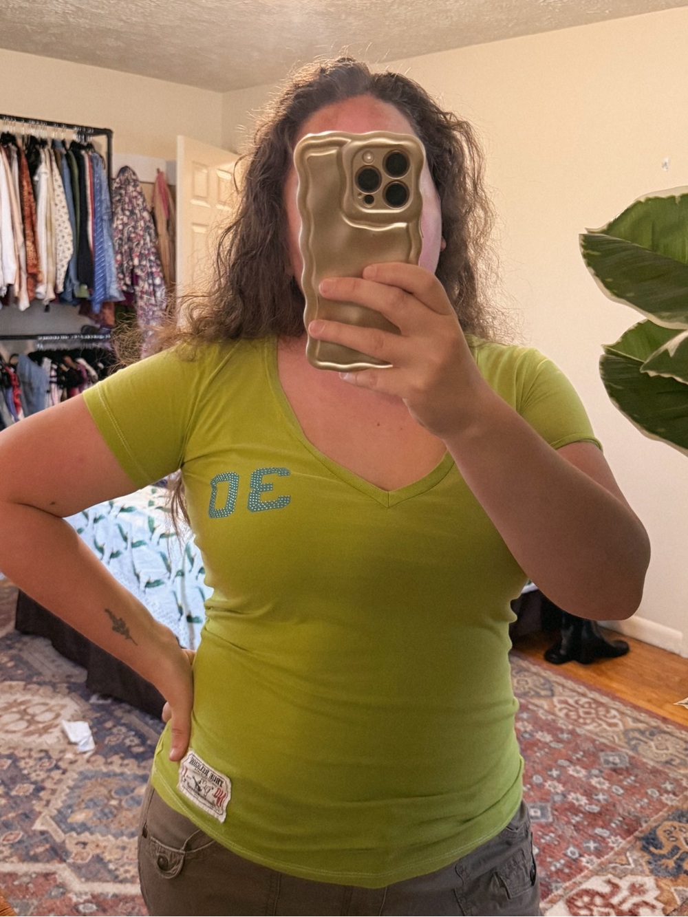 True Religion green embellished graphic tee